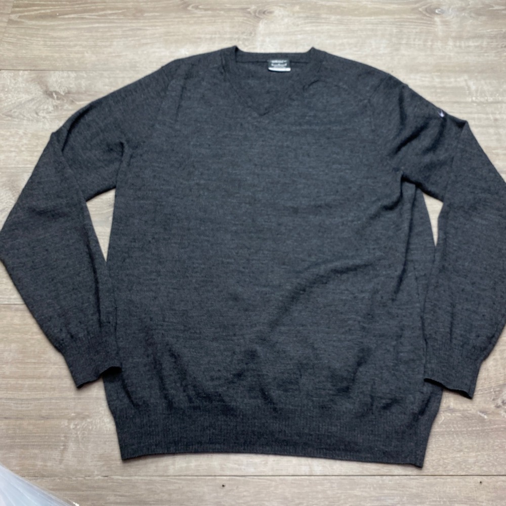 Nike Golf Mens M Merino Wool Blend V-Neck‎ Sweater Gray 484154-032